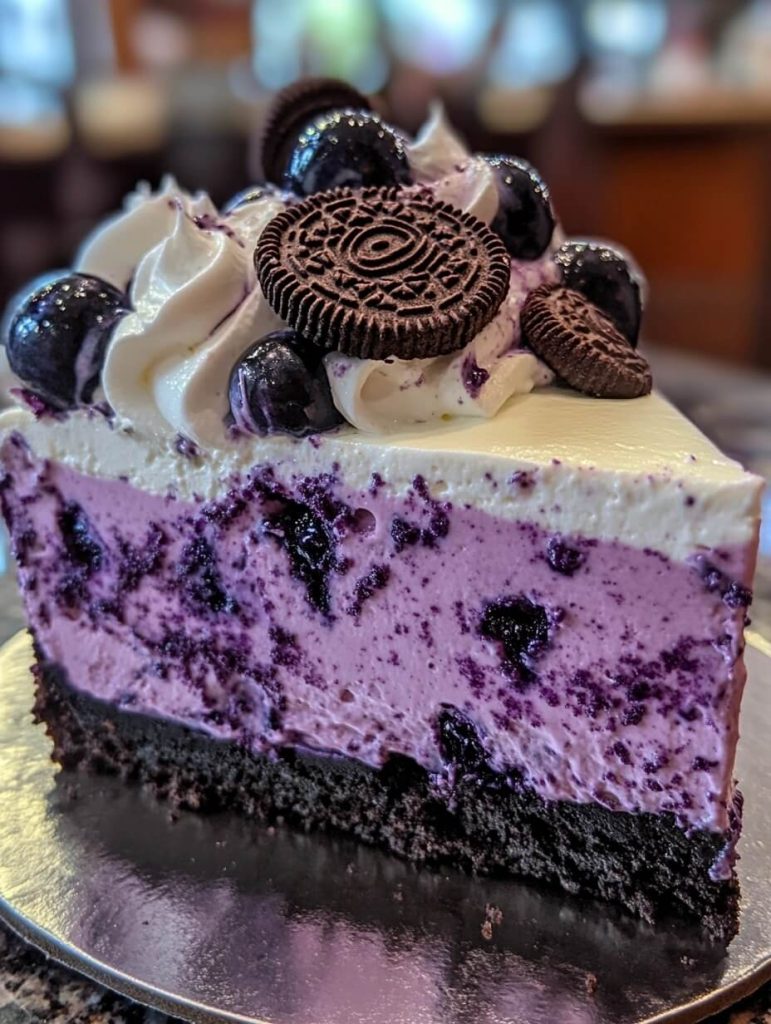 Blueberry Velvet Oreo Cheesecake