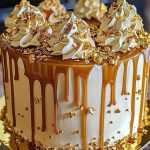 Golden Caramel Drip Cake