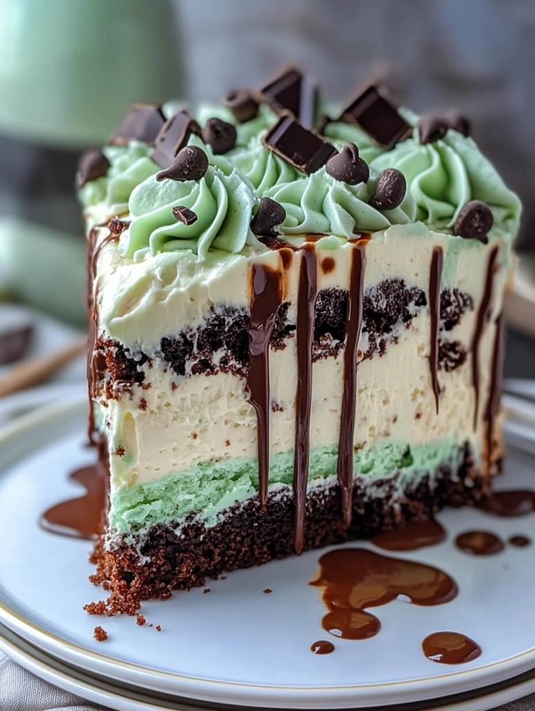 Mint Chocolate Chip Cheesecake Drip Cake 3