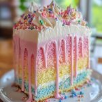 Pastel Rainbow Ombre Drip Cake