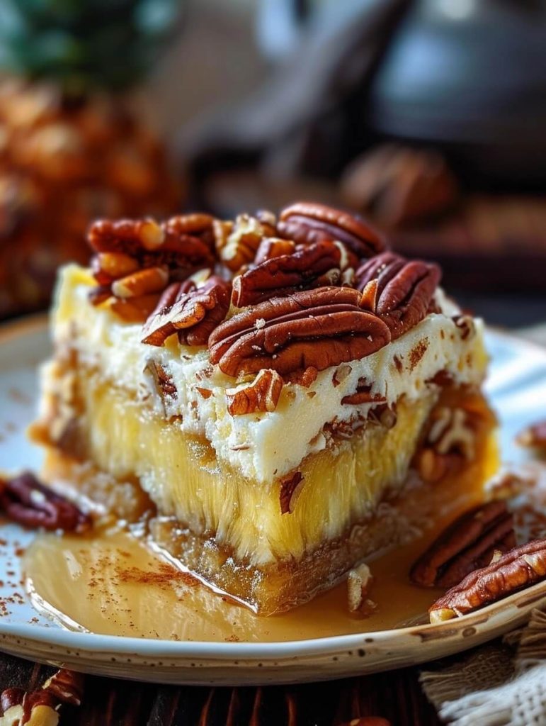 Southern Creamy Pineapple Pecan Cake