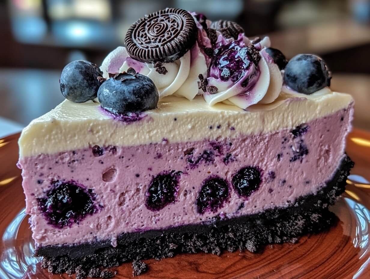 Blueberry Velvet Oreo Cheesecake