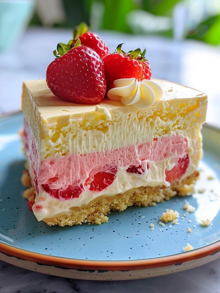 No-Bake Strawberry Lemon Split Cake